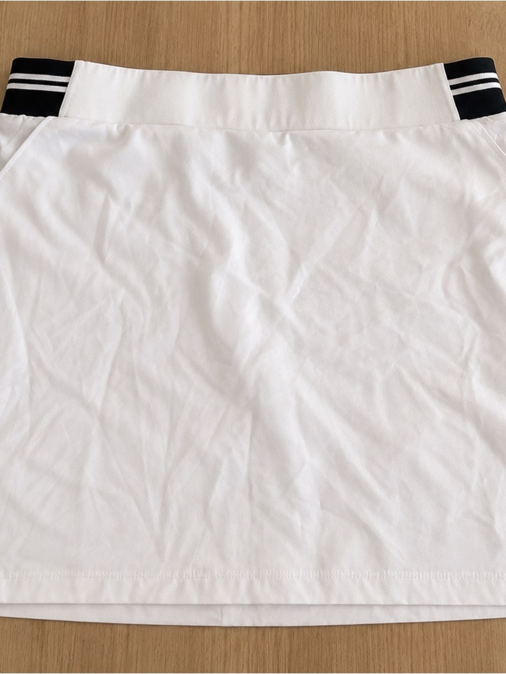 White Active Golf Skort with Black Striped Waistband